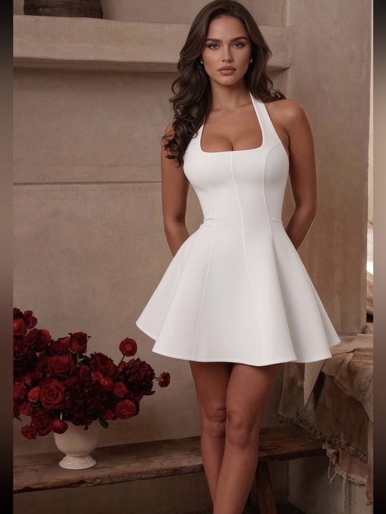 House of CB Dresses & Skirts - HOUSE OF CB 'Loulette' White Halter Neck Bow Mini Dress/Small(Tall) US4-6 $269